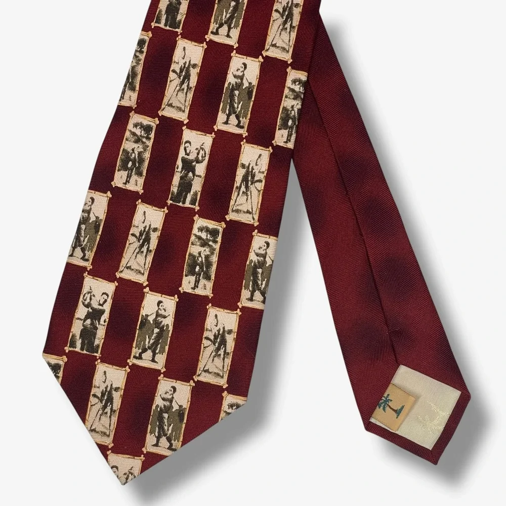 Tommy Bahama Silk‎ Necktie Mens Burgundy Golfers Checkered Designer 58